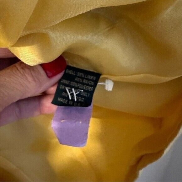 VTG J. McLaughlin for Sanyo Yellow Blue Linen Blend Blazer Women’s Size 8 - Picture 9 of 10